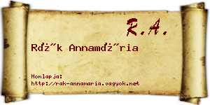 Rák Annamária névjegykártya