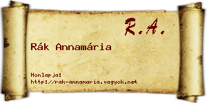 Rák Annamária névjegykártya